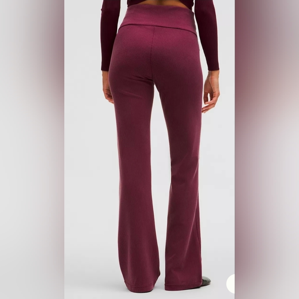 lululemon athletica Ribbed Wide-Leg Pants in Burgundy